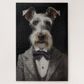 Schnauzer Hondenportret Grijs Pak Bow Stropdas Legpuzzel (Verticaal)