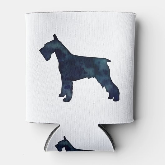 Schnauzer Hondenras Black Waterverf Silhouette Blikjeskoeler (Voorkant)