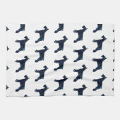 Schnauzer Hondenras Black Waterverf Silhouette Theedoek (Horizontaal)