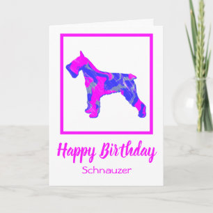 Schnauzer Hot Pink Silhouette Dog Funny Birthday Kaart