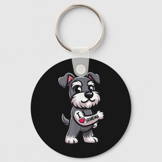 Schnauzer Ik hou van oma Funny Dog Tattoo Sleutelhanger (Voorkant)