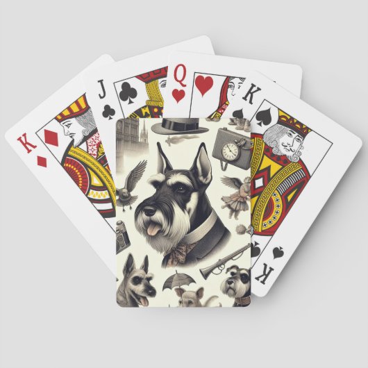  Schnauzer Illustratie Pokerkaarten (Achterkant)