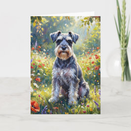 Schnauzer in bloemenweide kaart