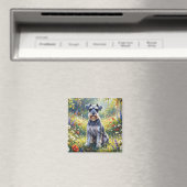Schnauzer in bloemenweide magneet (Insitu (Vaatwasser))