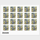 Schnauzer in bloemenweide vierkante sticker (Vel)