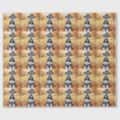 Schnauzer in de herfst verlaat de Thanksgiving Cadeaupapier (Vlak)