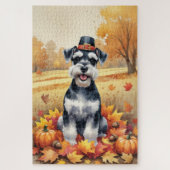 Schnauzer in de herfst verlaat de Thanksgiving Legpuzzel (Verticaal)