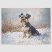 Schnauzer in de winter Sneeuw Decoupage Tissuepapier (Voorkant)