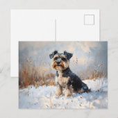 Schnauzer in de wintersneeuw briefkaart (Voorkant / Achterkant)