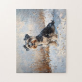 Schnauzer in de wintersneeuw legpuzzel (Verticaal)