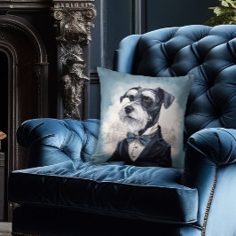 Schnauzer in een Bow Stropdas en Tux Kussen