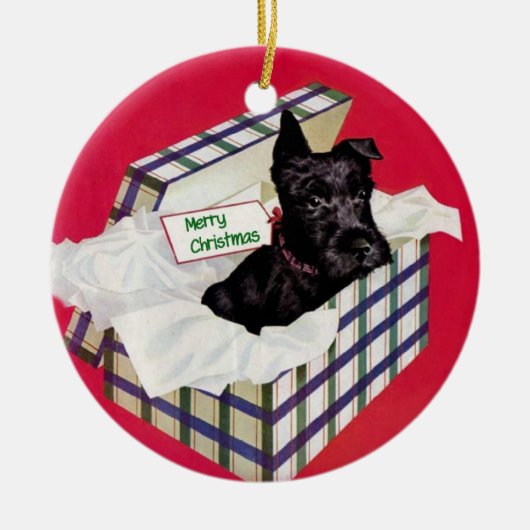 Schnauzer in een Gift Box Ornament (Voorkant)