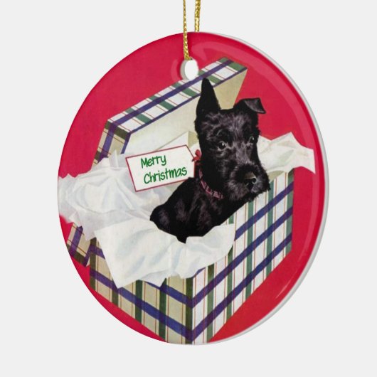 Schnauzer in een Gift Box Ornament (Links)