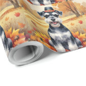 Schnauzer in herfstbladeren dankbaarheids kunst cadeaupapier (Rol Hoek)
