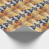 Schnauzer in herfstbladeren dankbaarheids kunst cadeaupapier (Hoek)