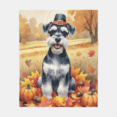 Schnauzer in herfstbladeren dankbaarheids kunst fleece deken (Voorkant)