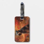 Schnauzer in Herfstbladeren Herfst Inspire Bagagelabel (Achterkant verticaal)