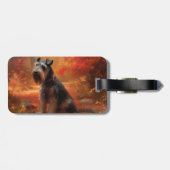 Schnauzer in Herfstbladeren Herfst Inspire Bagagelabel (Achterkant horizontaal)