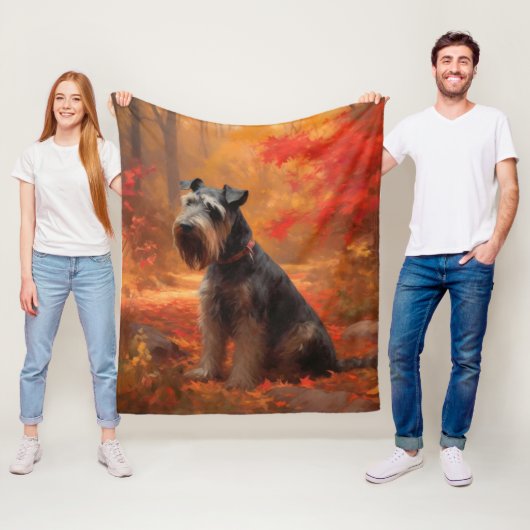 Schnauzer in Herfstbladeren Herfst Inspire Fleece Deken (In situ)