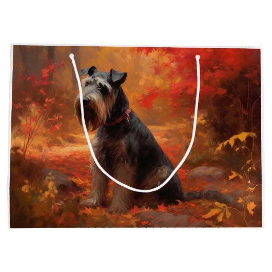 Schnauzer in Herfstbladeren Herfst Inspire Groot Cadeauzakje (Achterkant)