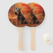 Schnauzer in Herfstbladeren Herfst Inspire Handwaaier (Voorkant en achterkant)