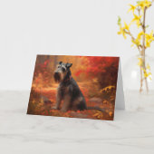 Schnauzer in Herfstbladeren Herfst Inspire Kaart (Gele Bloem)