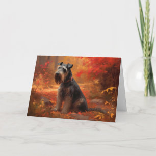 Schnauzer in Herfstbladeren Herfst Inspire Kaart