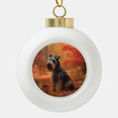 Schnauzer in Herfstbladeren Herfst Inspire Keramische Bal Ornament (Voorkant)