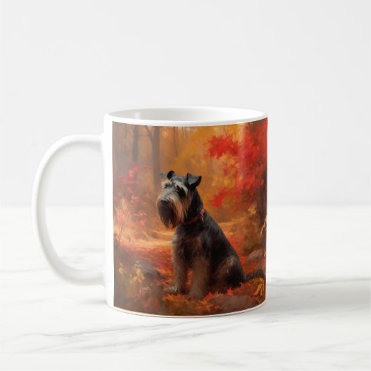 Schnauzer in Herfstbladeren Herfst Inspire Koffiemok (Links)