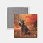 Schnauzer in Herfstbladeren Herfst Inspire Magneet (Voorkant / Achterkant)