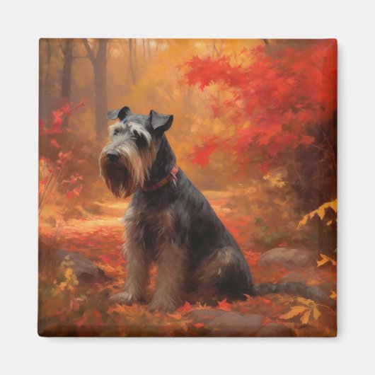 Schnauzer in Herfstbladeren Herfst Inspire Magneet (Voorkant)