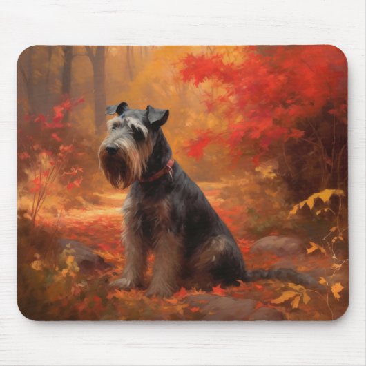 Schnauzer in Herfstbladeren Herfst Inspire Muismat (Voorkant)