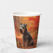 Schnauzer in Herfstbladeren Herfst Inspire Papieren Bekers (Achterkant)