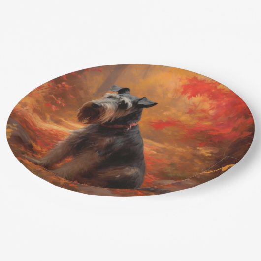 Schnauzer in Herfstbladeren Herfst Inspire Papieren Bordje (Gekanteld)