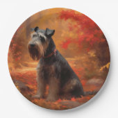 Schnauzer in Herfstbladeren Herfst Inspire Papieren Bordje (Voorkant)