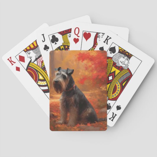 Schnauzer in Herfstbladeren Herfst Inspire Pokerkaarten (Achterkant)