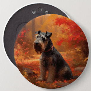 Schnauzer in Herfstbladeren Herfst Inspire Ronde Button 6,0 Cm