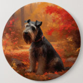 Schnauzer in Herfstbladeren Herfst Inspire Ronde Button 6,0 Cm (Voorkant)
