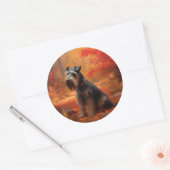 Schnauzer in Herfstbladeren Herfst Inspire Ronde Sticker (Envelop)