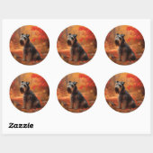 Schnauzer in Herfstbladeren Herfst Inspire Ronde Sticker (Vel)