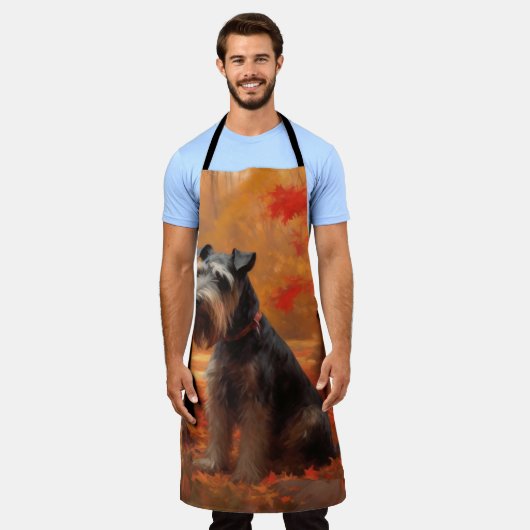 Schnauzer in Herfstbladeren Herfst Inspire Schort (Gedragen)