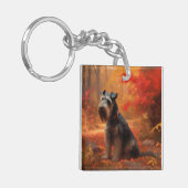 Schnauzer in Herfstbladeren Herfst Inspire Sleutelhanger (Voorkant Links)