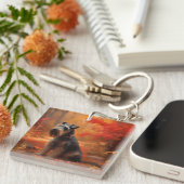 Schnauzer in Herfstbladeren Herfst Inspire Sleutelhanger (Voorkant Rechts)