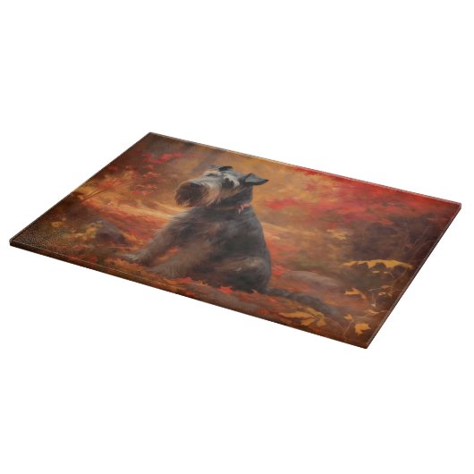 Schnauzer in Herfstbladeren Herfst Inspire Snijplank (Hoek)