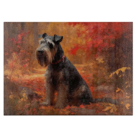 Schnauzer in Herfstbladeren Herfst Inspire Snijplank (Voorkant)