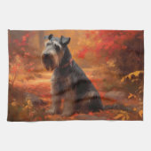 Schnauzer in Herfstbladeren Herfst Inspire Theedoek (Horizontaal)