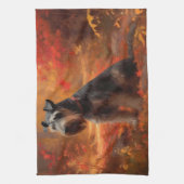 Schnauzer in Herfstbladeren Herfst Inspire Theedoek (Verticaal)