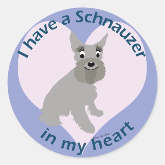 Schnauzer in mijn hart ronde sticker (Voorkant)