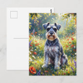 Schnauzer in Wildflower Meadow Briefkaart (Voorkant / Achterkant)