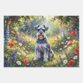 Schnauzer in Wildflower Meadow Decoupage Inpakpapier Vel (Voorkant)